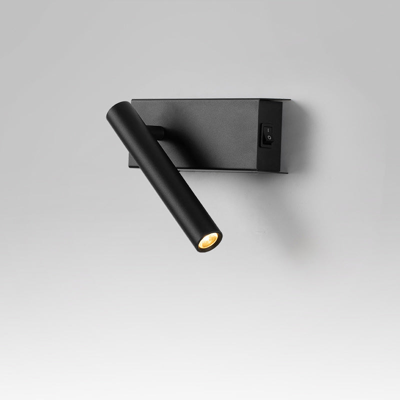 Lámpara Aplique de Pared LED de Cilindro de Ángulo Ajustable Rectangular Minimalista Moderna de Aluminio para Dormitorio 