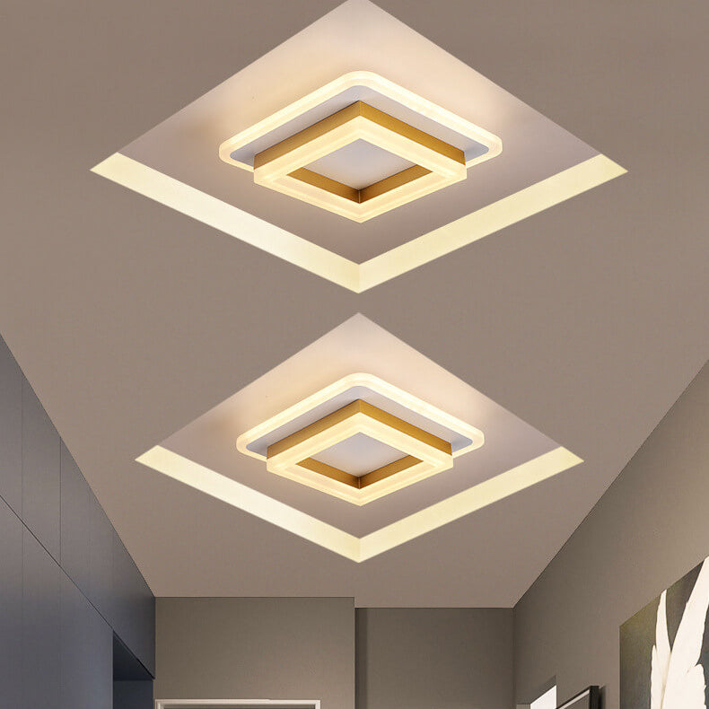 Luz de techo LED de montaje empotrado de hierro acrílico simple nórdico cuadrado círculo 