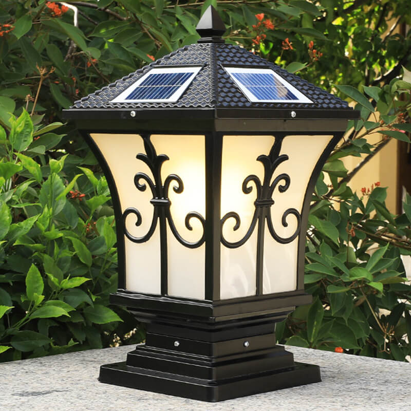 Modern Vintage Waterproof Patio Solar Outdoor Column Head Light