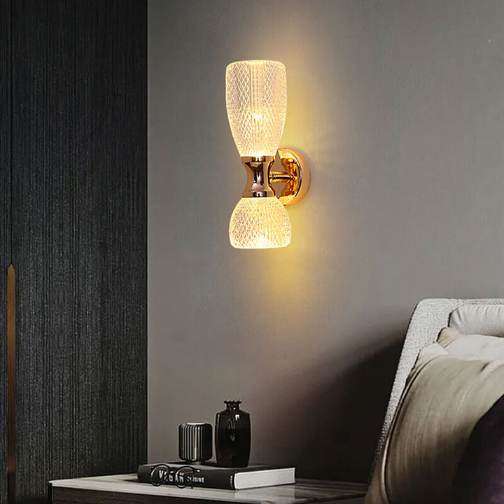 Modern Luxury Column Acrylic Hardware 2-Light Wall Sconce Lamp For Living Room