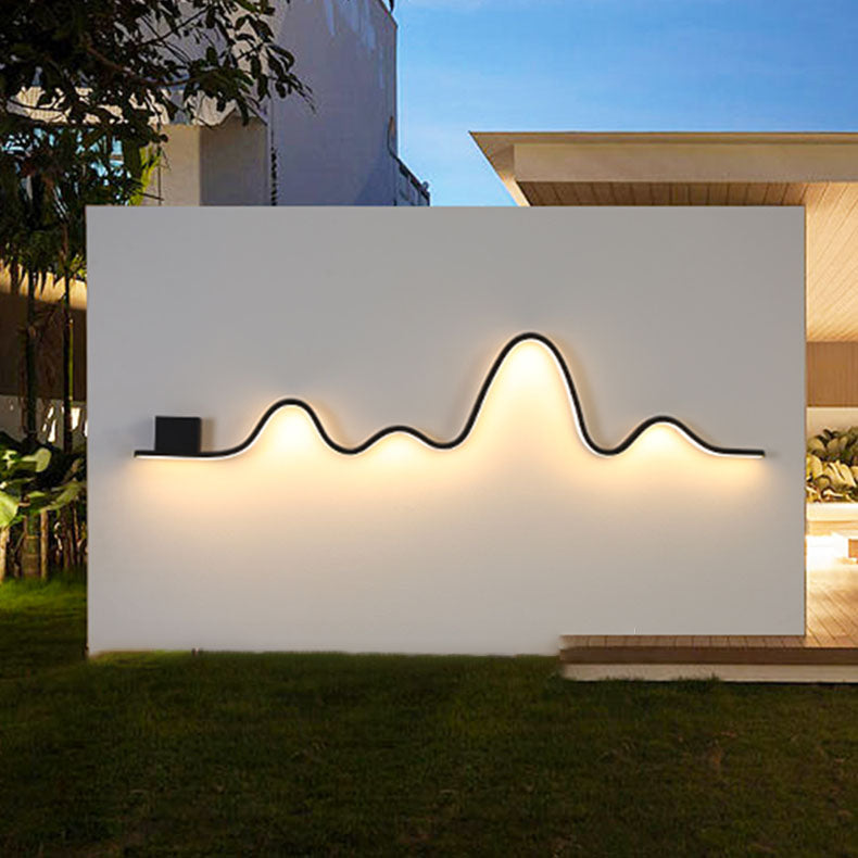 Applique Murale LED en Bande Solaire Imperméable Minimaliste Moderne en Fer Aluminium Silice pour Patio Extérieur 