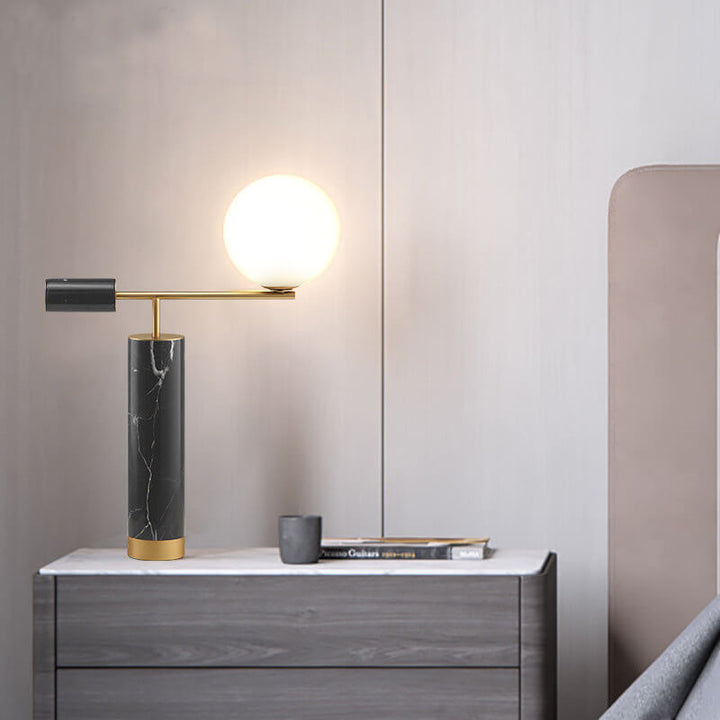 Nordisches modernes Marmortextur zylindrisches Glasball 1-Licht Tischlampe 