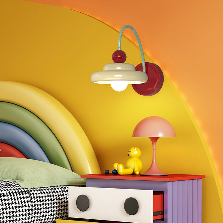Moderne Einfachheit Runde Eisen Metall 1-Licht Wandleuchte Lampe für Schlafzimmer 
