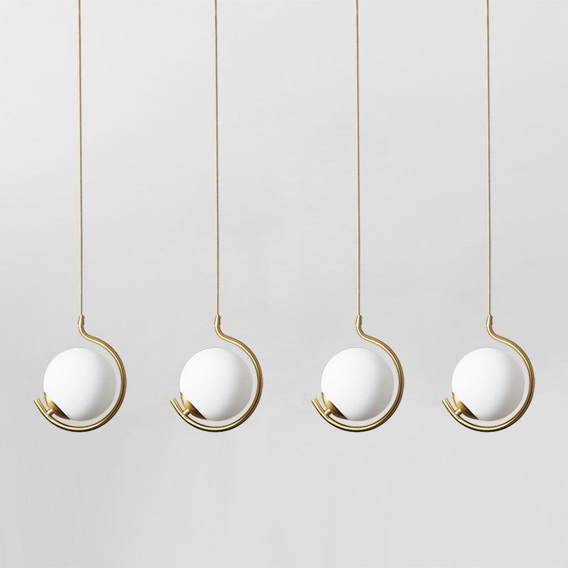 Boule de Verre Nordique Contemporaine Fer Suspension Luminaire 1-Lumière Pour Salon 