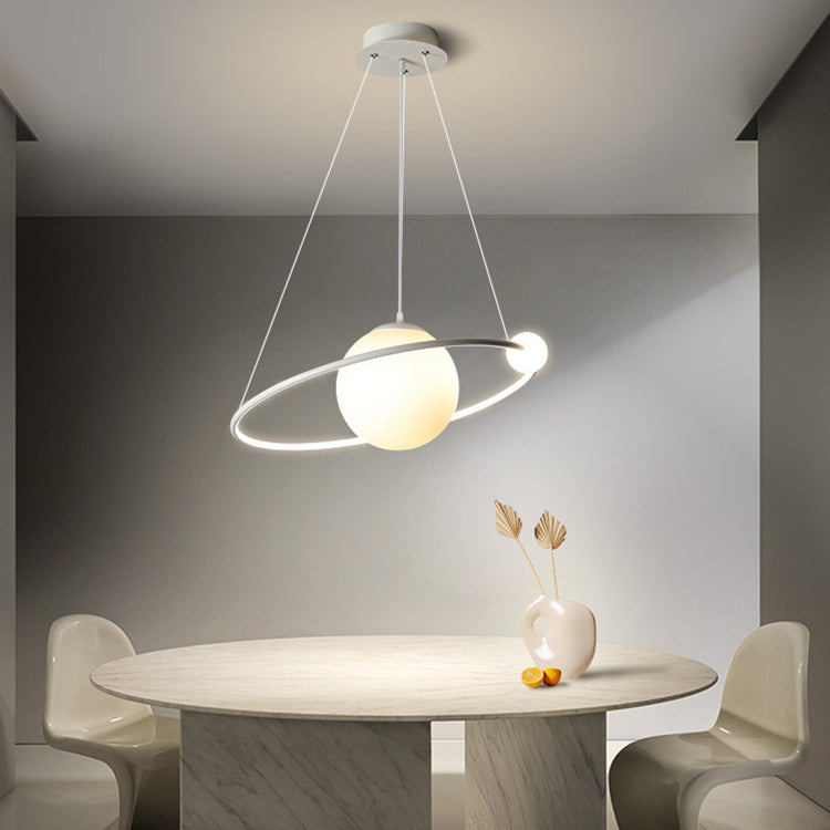 Moderne minimalistische Kreis Kugel Eisen Silikon Aluminium LED Pendelleuchte für Wohnzimmer 