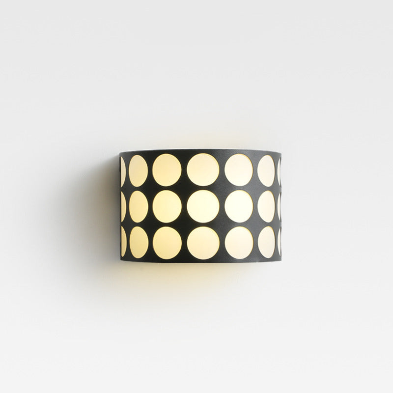 Contemporary Scandinavian Half Cylinder Dot Fabric Iron LED Wall Sconce Lamp For Living Room