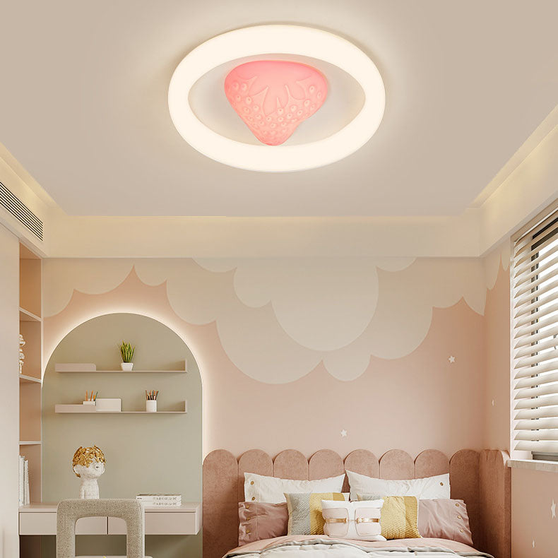 Moderne minimalistische runde Erdbeere Eisen Acryl LED Unterputz Deckenleuchte für Schlafzimmer 