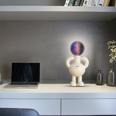 Moderne nordische Harzglaskugel Cartoon Charakter 1-flammige Tischlampe für das Bett 