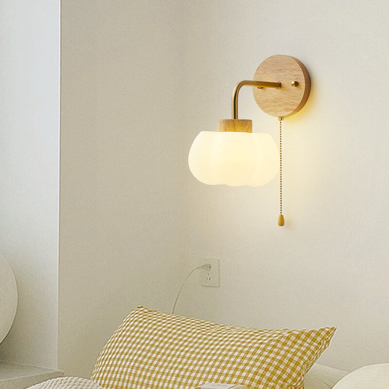 Traditionelle japanische Wolken aus massivem Holz und Eisen PE 1-Licht Wandleuchte für das Schlafzimmer 