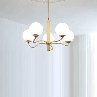 Moderner Mid-Century runder Kronleuchter aus Eisenglas mit 3/5/8 Lichtern für Schlafzimmer 