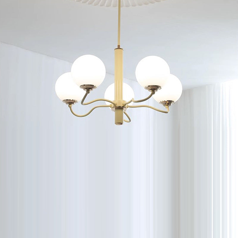 Moderner Mid-Century runder Kronleuchter aus Eisenglas mit 3/5/8 Lichtern für Schlafzimmer 