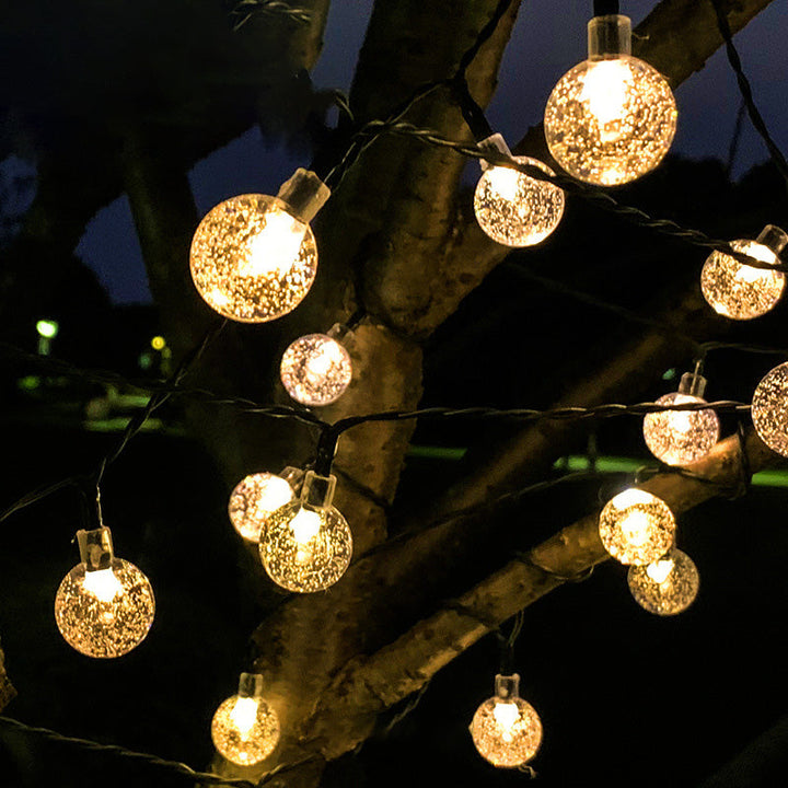 Lumières de guirlande LED modernes Art Déco étanches en PVC solaire en caoutchouc acrylique boule de neige abeille boule de cristal goutte d&