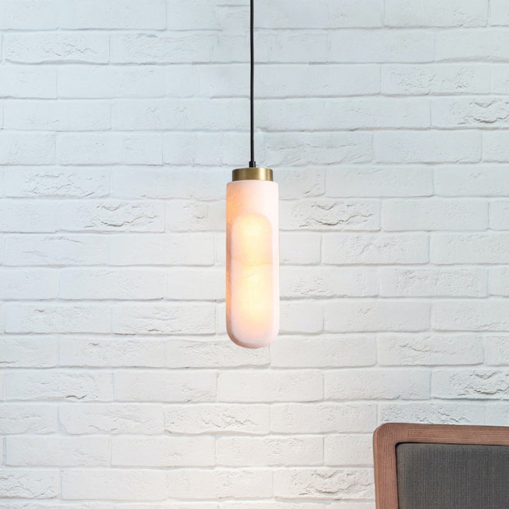 Suspension LED en cylindre de métal marbre à bandes pour chevet, modernité et simplicité 