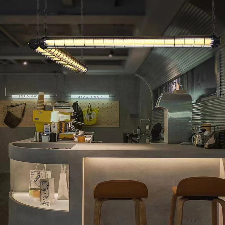 Zeitgenössischer Industrieller Langer Hardware Acryl 1/2 Licht Insel Licht Kronleuchter Für Esszimmer 