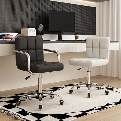 Moderne Einfachheit Leder Stahl SGS Schwamm Quadrat Gitter Schreibtischstuhl Rückenlehne Drehbar Verstellbar Für Home Office 