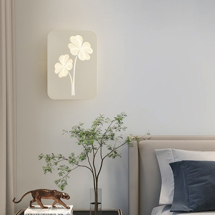 Applique murale LED rectangulaire en fer acrylique, simple et moderne, trèfle à quatre feuilles, carré, cœur d&