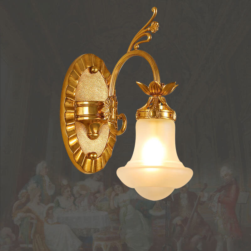 Französische Moderne Luxus Blume Alle Kupfer Glas 1-Licht Wandleuchte 