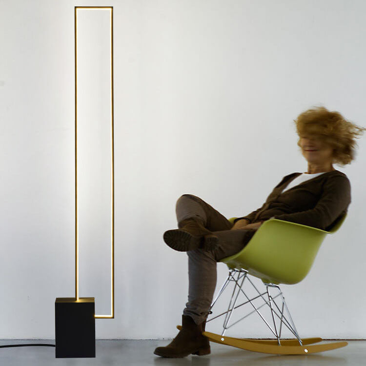 Modern Minimalist Rectangular Line Iron LED Standing Floor Lamp For Living Room