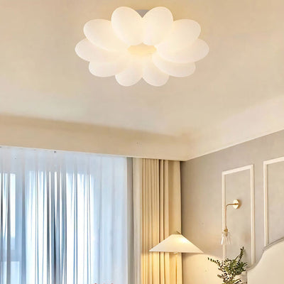 Zeitgenössische kreative florale Eisen PVC LED Semi-Flush Mount Deckenleuchte für Wohnzimmer 