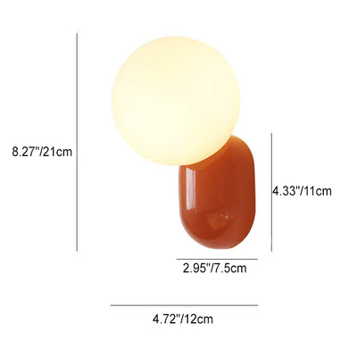 Macaron-Creme-Stil Harz-Glaskugel 1-Licht Wandleuchte 