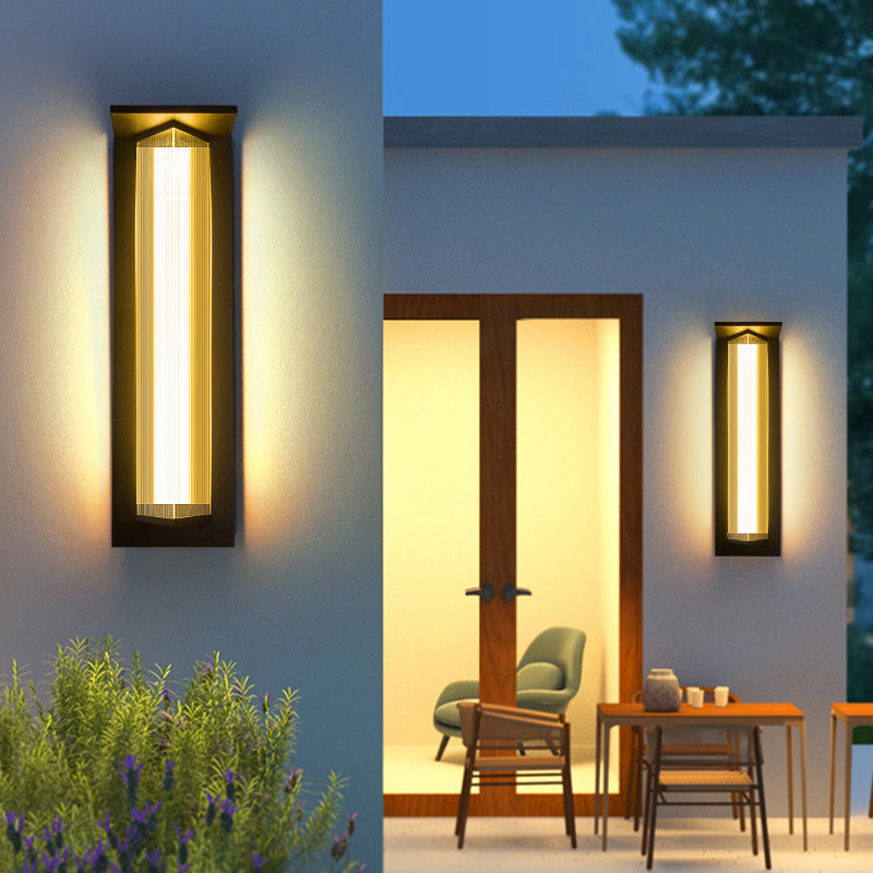 Zeitgenössische Einfachheit Edelstahl Acryl Schatten LED Wasserdichte Wand Leuchte Lampe Für Outdoor Terrasse 