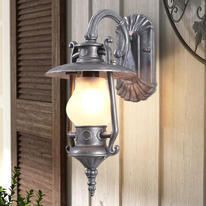 Lámpara de queroseno de aluminio retro industrial de 1 luz para exteriores, aplique de pared impermeable 