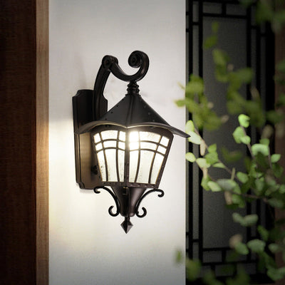 Applique murale 1 lumière en aluminium étanche traditionnel européen avec cône en verre pour patio extérieur 