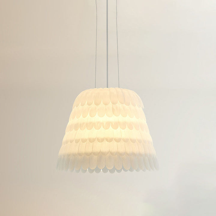 Modern Art Deco Imitation Feather Tiered Acrylic Shade 1/5-Light Pendant Light For Bedroom