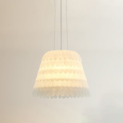 Modern Art Deco Imitation Feather Tiered Acrylic Shade 1/5-Light Pendant Light For Bedroom
