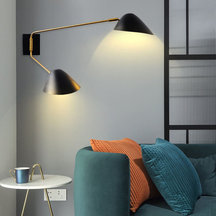 Nordic Light Luxus Galvanisierte Eisenlangarm 1/2-Licht Wandleuchte 