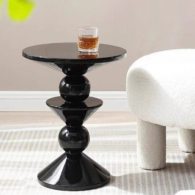 Table d'appoint ronde nordique contemporaine en résine laquée pour salon 