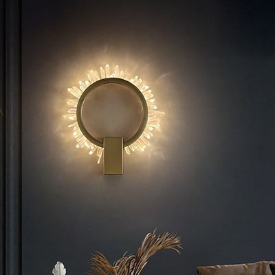 Zeitgenössische Luxus Edelstahl Kristall Sonnenblumen Design LED Wandleuchte Lampe Für Wohnzimmer 