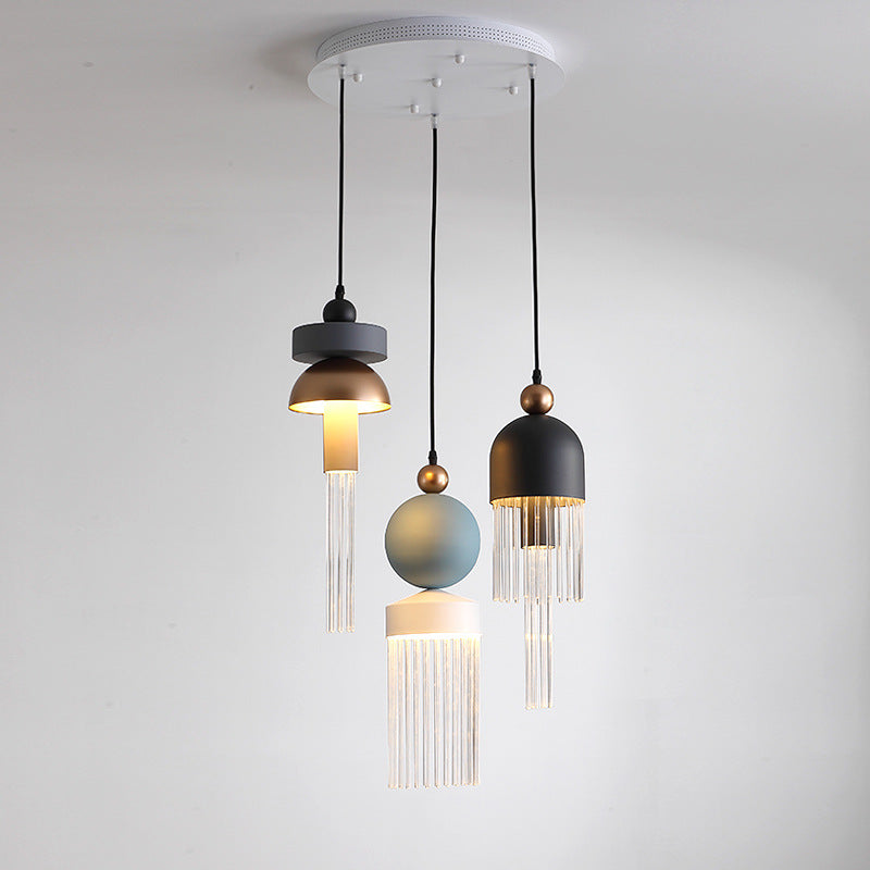 ثريا LED من الألومنيوم بتصميم غير منتظم عصري وزجاجي لقاعة المعيشة 