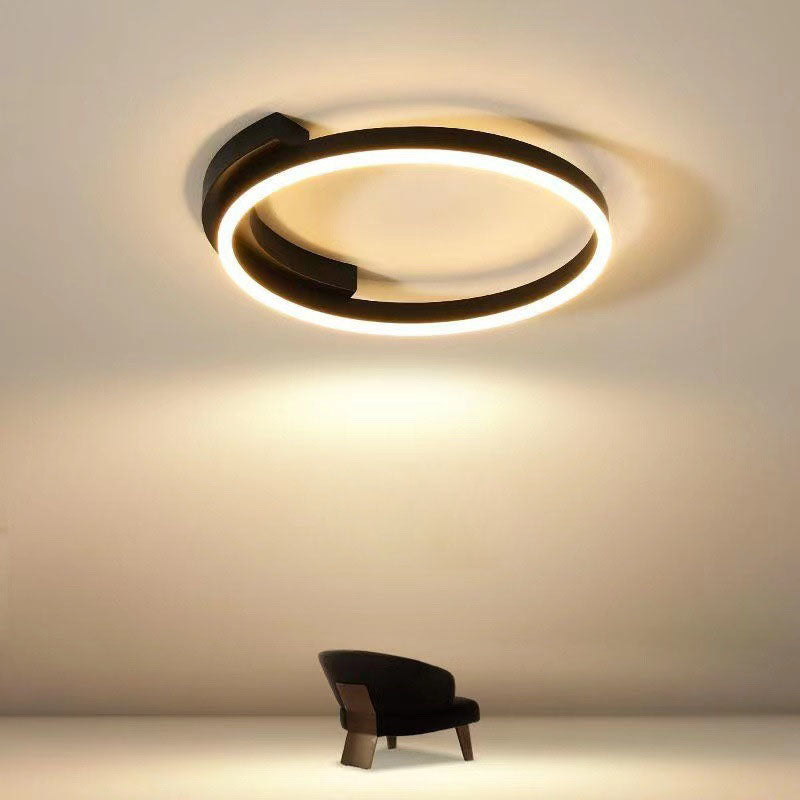 Modern Minimalist Acrylic Shade Aluminum Iron Circle Ring LED Flush Mount Ceiling Light For Living Room