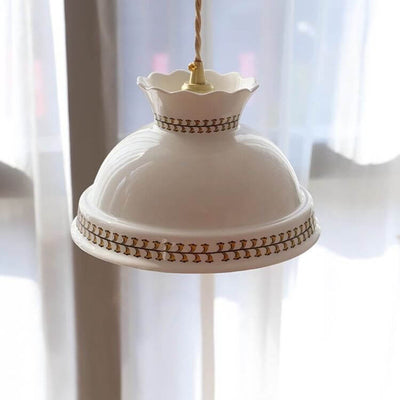Moderne Einfachheit Keramik Schalenform 1-Licht Pendelleuchte für Wohnzimmer 