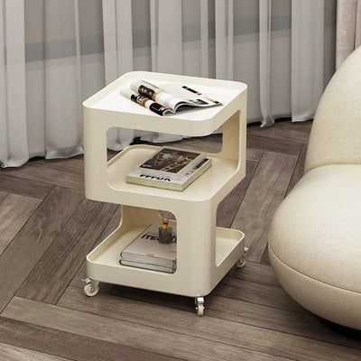 Table d'appoint carrée en fer amovible à la simplicité contemporaine avec étagères de rangement à 3 niveaux pour le salon 