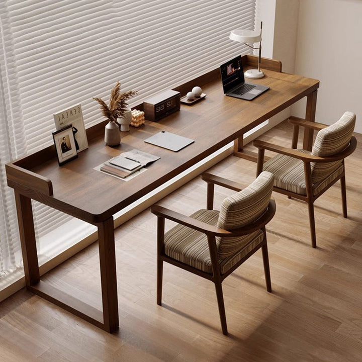 Traditionelle rustikale rechteckige Holzschreibtische mit zwei Beinen für das Home Office 