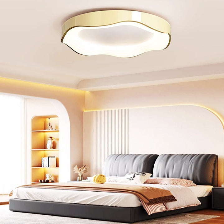 Plafonnier LED rond en fer nordique contemporain avec montage affleurant en PVC pour salon 