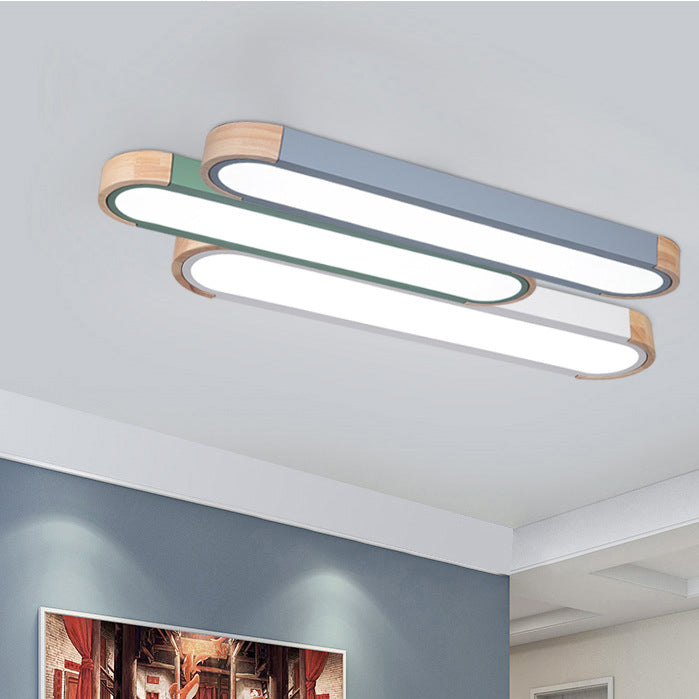 Contemporáneo Escandinavo Lámpara de Techo Empotrada LED Acrílico de Tronco Ovalado Largo de Hierro para Dormitorio 