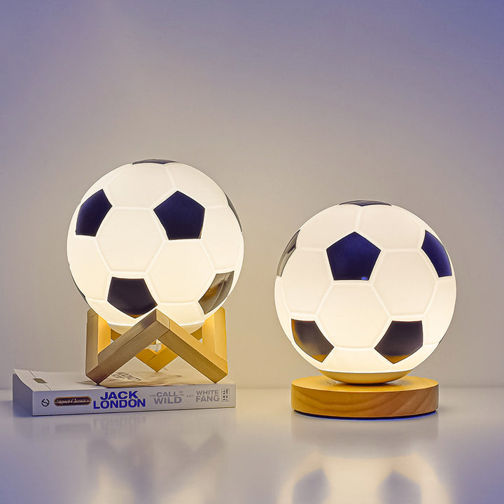 Lampe de table LED en bois et verre Globe Creative Contemporaine pour salon 