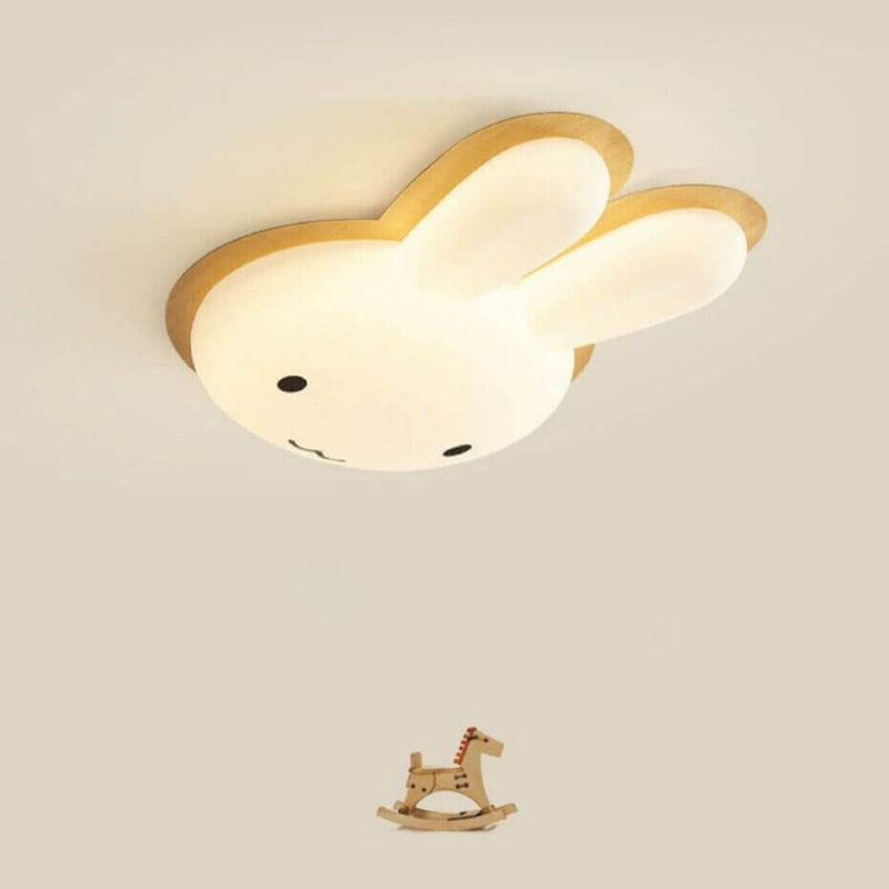 Moderno y Divertido Conejito Infantil Luz de Techo LED de Acrílico y Hierro 