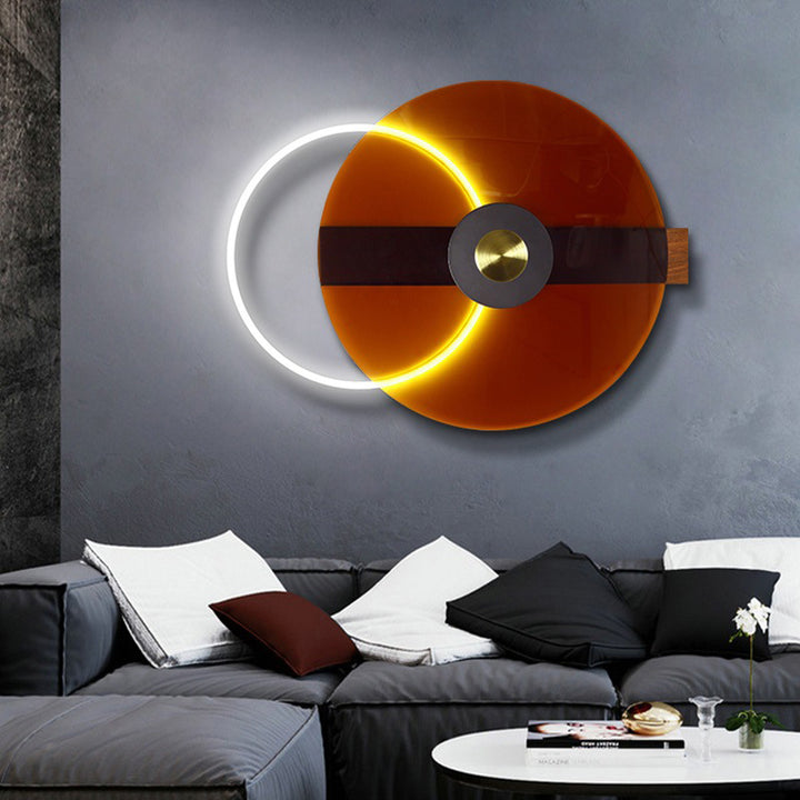Zeitgenössische kreative Eisen Acryl Runde Disc LED Wandleuchte Lampe für Wohnzimmer 