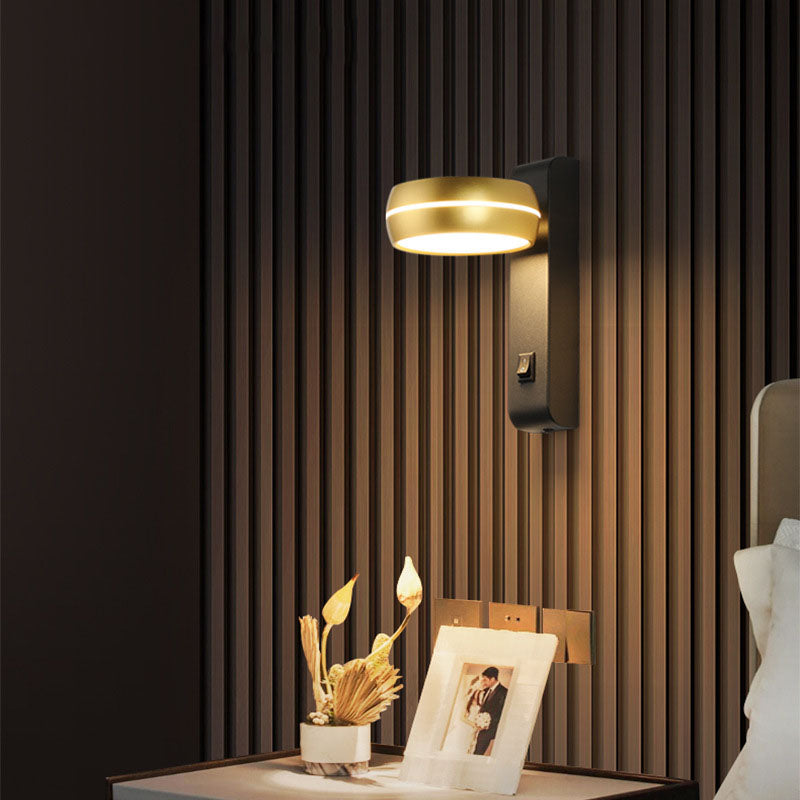 Lámpara Aplique de Pared LED PS de Aluminio y Hierro Rectangular Redonda Minimalista Moderna para Dormitorio 