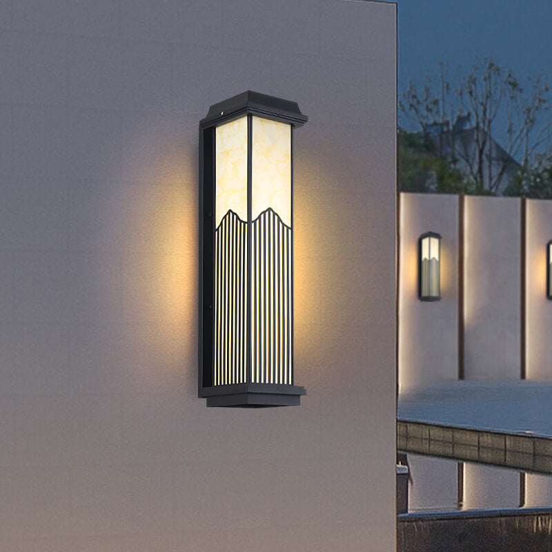 Lámpara de Aplique de Pared Impermeable para Exteriores de LED de Columna Rectangular de Aluminio Retro Chino 