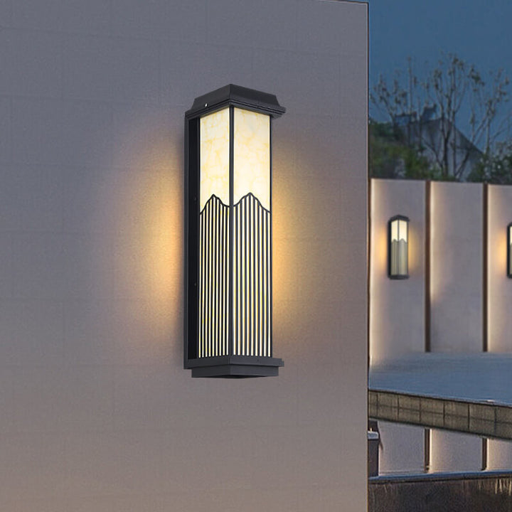 Lámpara de Aplique de Pared Impermeable para Exteriores de LED de Columna Rectangular de Aluminio Retro Chino 