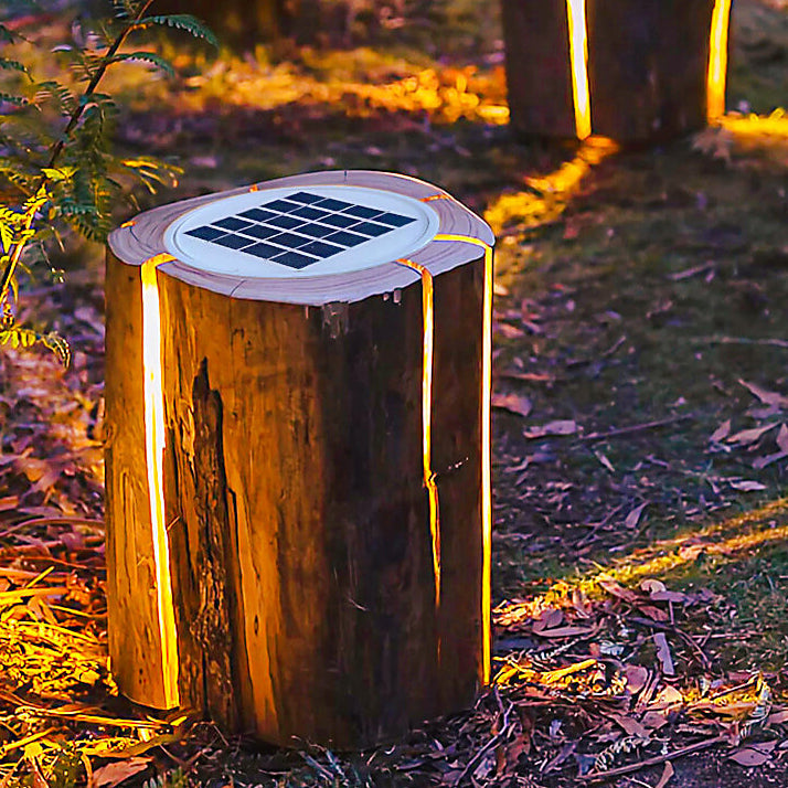 Contemporary Creative Simulation Stump Resin Glass Steel Solar LED Courtyard Lawn Landscape Light For Outdoor