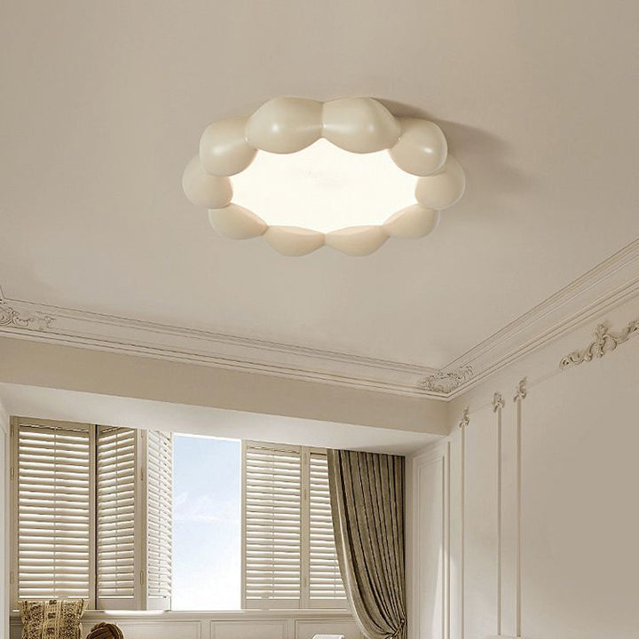 Traditionelle französische Harz-Acryl-Deckenleuchte mit rundem Schirm, LED-Unterputzmontage für Wohnzimmer 