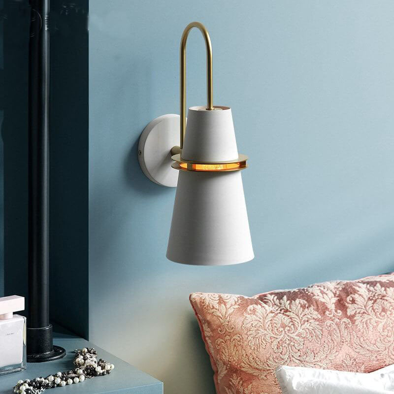 Contemporary Scandinavian Horn Iron 1-Light Wall Sconce Lamp For Bedroom