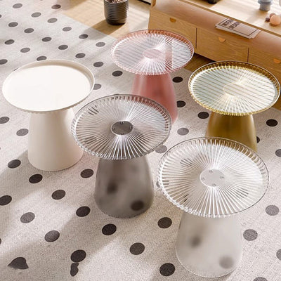 Table d'appoint moderne minimaliste ronde en plastique PET à 1 pied pour salon 