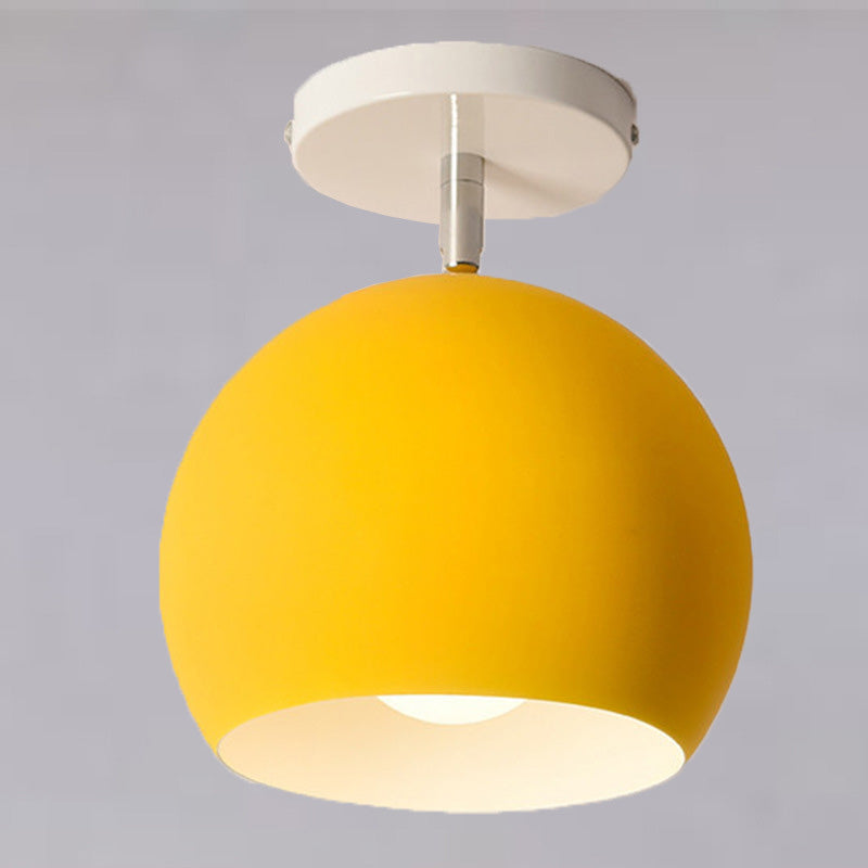 Moderne minimalistische Macaron runde Globus Eisen 1-Licht Semi-Flush Mount Deckenleuchte für Wohnzimmer 